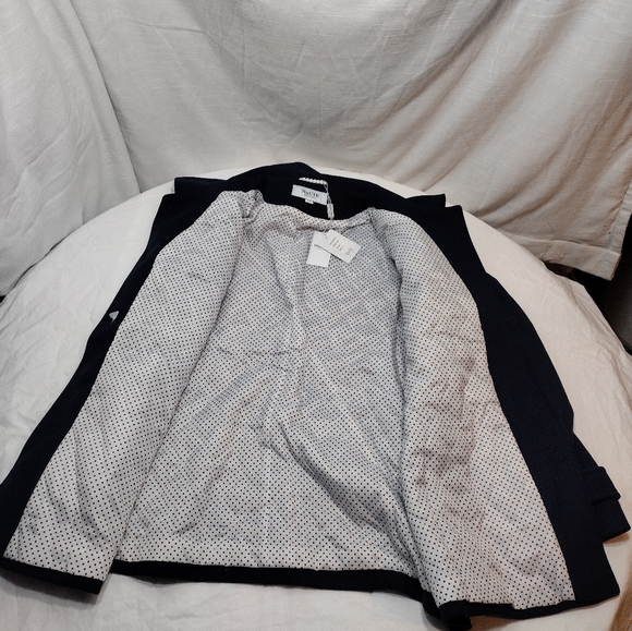 Haute Edition Navy Blue Wool Blend Peacoat With Oversized Scarf - Picture 9 of 12